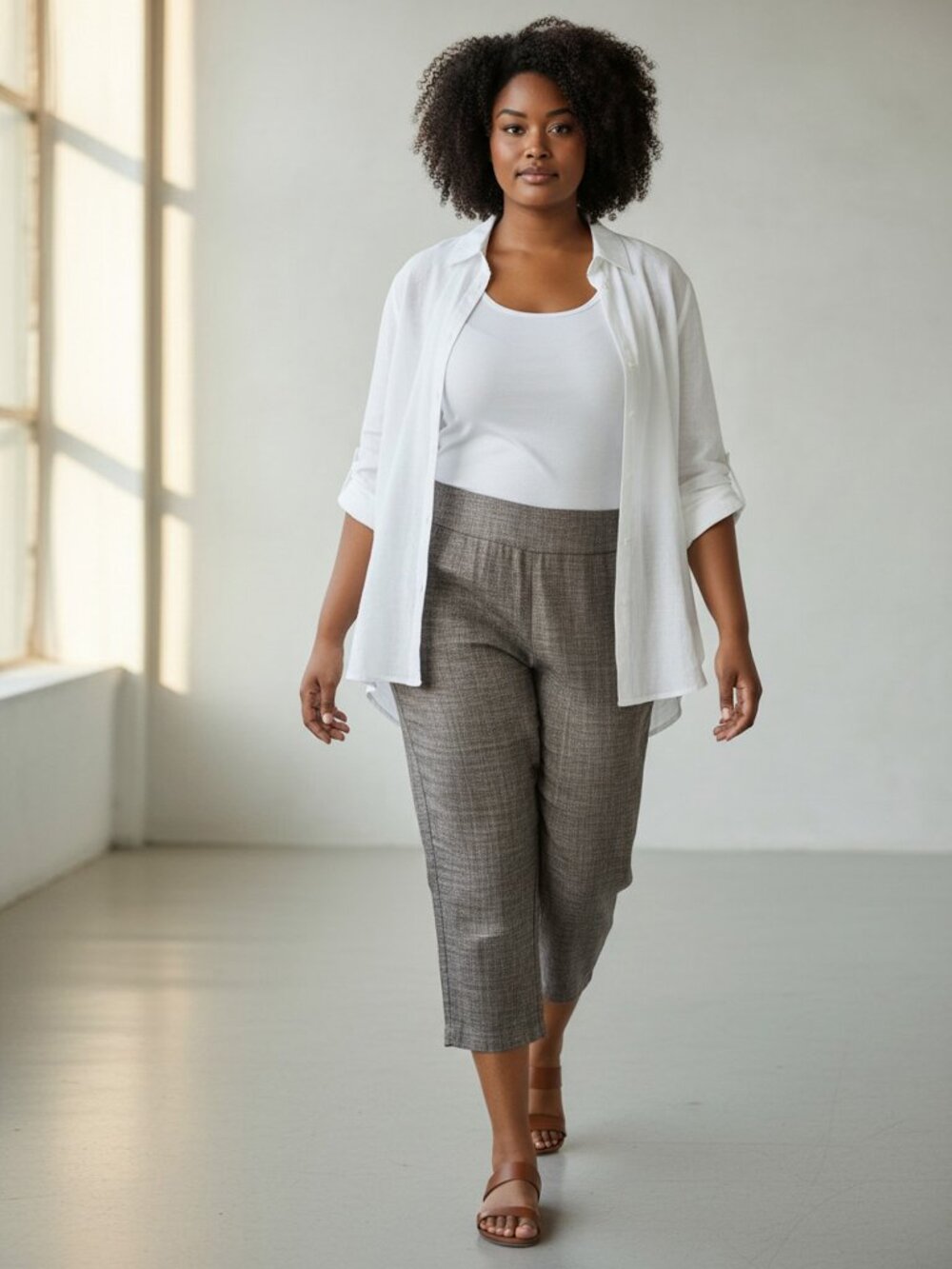 JONES NEW YORK COLLECTION WOMAN 100% Linen Cropped Ankle Pants 16W